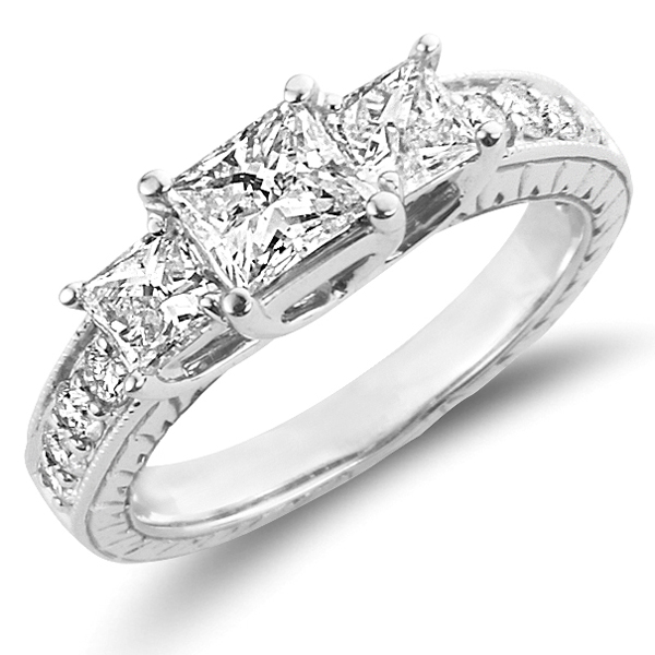 Three+Stone+Princess+Cut+Diamond+Engagement+Rings