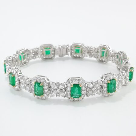 6.69CT EMERALD & DIA 18KW BRACELET - B3981
