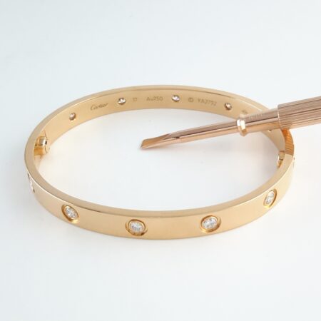 CARTIER LOVE 18KR 10DIA BRACELET SIZE 17 - B3994