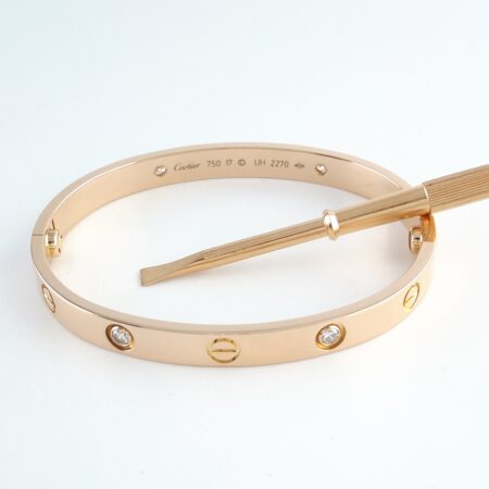 CARTIER LOVE 18KR 4DIA BRACELET SIZE 17 - B3995