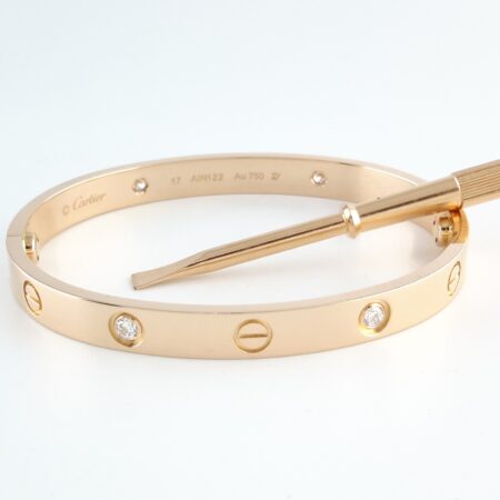 CARTIER LOVE 18KR 4DIA BRACELET SIZE 17 - B3996