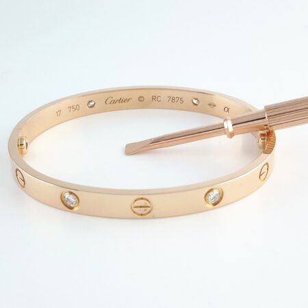 CARTIER LOVE 18KR 4DIA BRACELET SIZE 17 - B3998