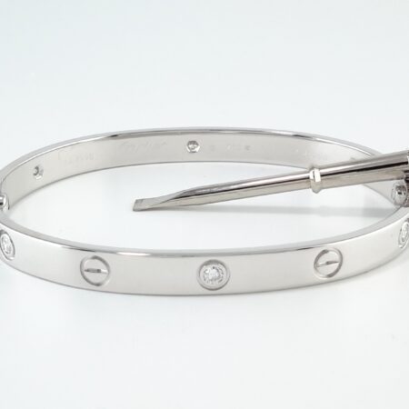 CARTIER LOVE 18KW 6DIA BRACELET SIZE 19 - B4009