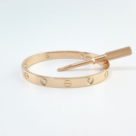 CARTIER LOVE 18KR 4DIA BRACELET SIZE 16 - B4037