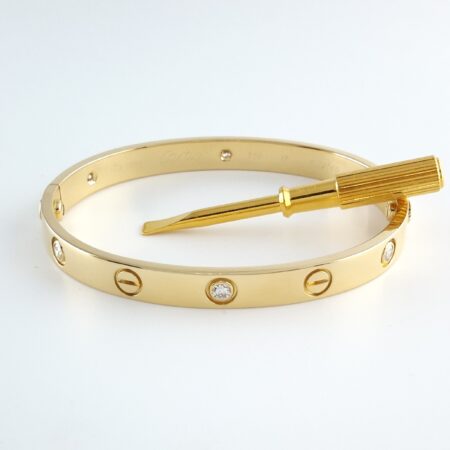 CARTIER LOVE 6DIA 18KY BRACELET SIZE 17 - B4060
