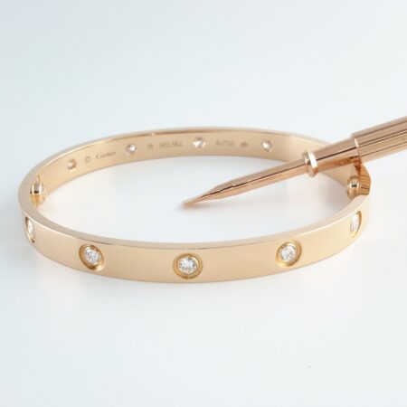 CARTIER LOVE 18KR 10DIA BRACELET SIZE 18 - B4071