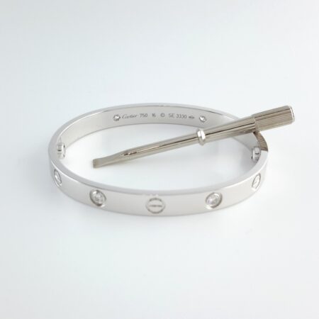 CARTIER LOVE 18KW 4DIA BRACELET SIZE 16 - B4072