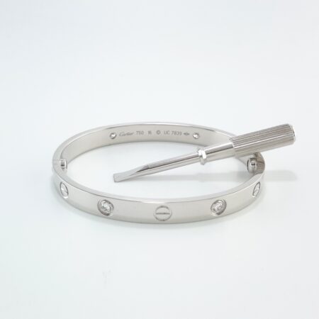 CARTIER LOVE 18KW 4DIA BRACELET SIZE 16 - B4074