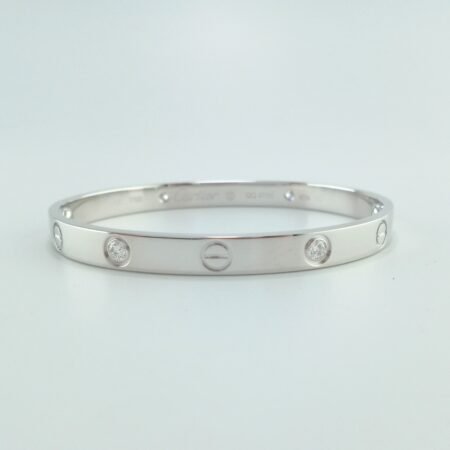 CARTIER LOVE 18KW 4DIA BRACELET SIZE 17 - B4081