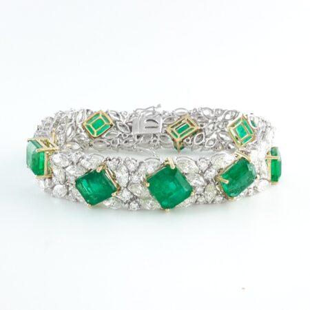 EMERALD & DIA 14KW BRACELET - B4112