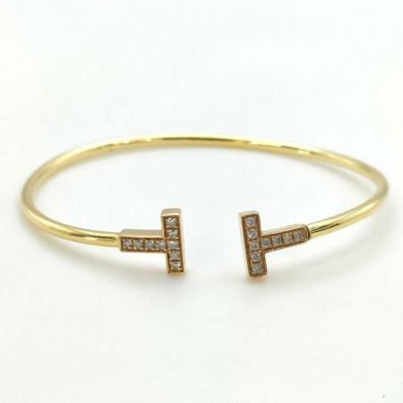 TIFFANY & CO DOUBLE T DIA 18KY BRACELET - B4127