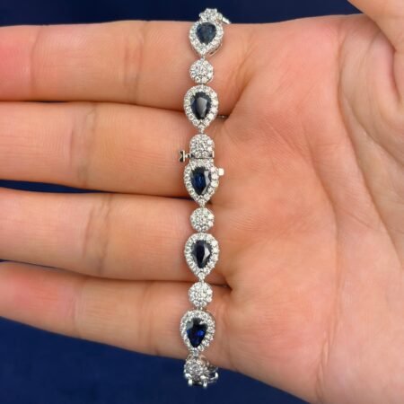 6.09CT SAPPHIRE & DIA 14KW BRACELET - B4154