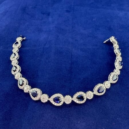 6.01CT SAPPHIRE & DIA 14KW BRACELET - B4156