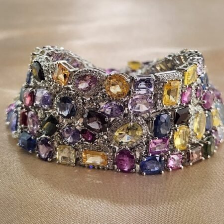 14KW MULTI-COLOR SAPPHIRE & DIA BRACELET - B4191
