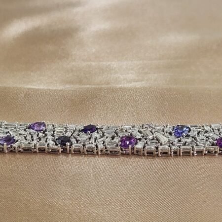 14KW MULT-COLOR SAPPHIRE & DIA BRACELET - B4194