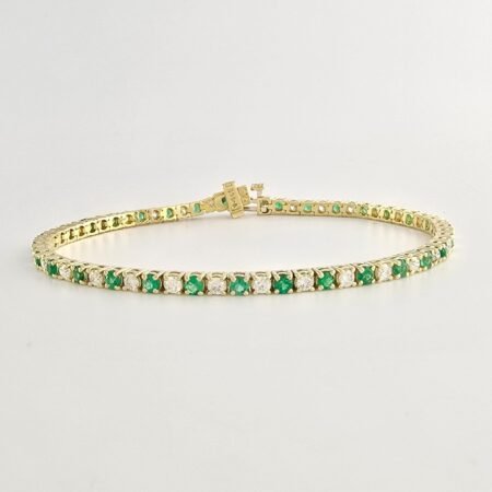 EMERALD & DIA 14KY TENNIS BRACELET - B4233
