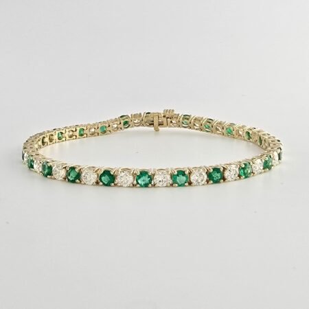 EMERALD & DIA 14KY TENNIS BRACELET - B4234