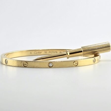 CARTIER LOVE 18KY SM 6DIA BRACELET 16 - B4246