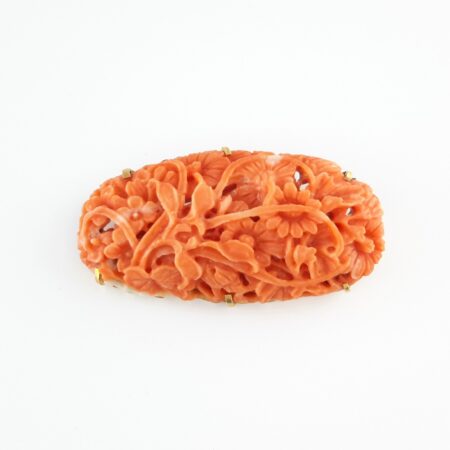 RED-ORANGE CORAL 18KY BROOCH/PENDANT - BR715