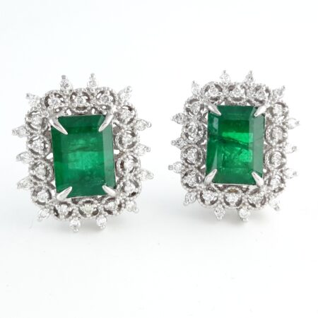 GIA EMERALD & DIA 18KW EARRINGS - CE1046