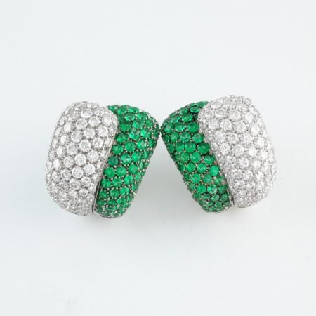 EMERALD & DIA 18K HUGGIE EARRINGS - CE783