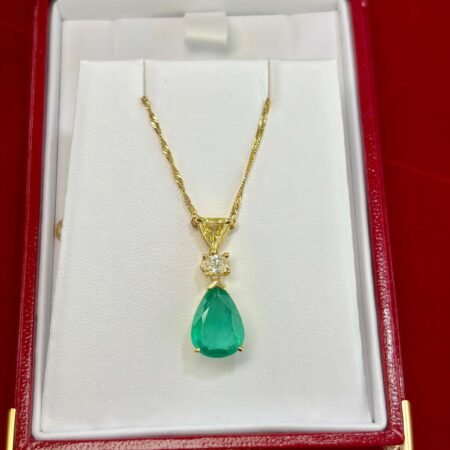 GIA EMERALD & DIA 14KY CHAIN NECKLACE - CN924