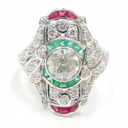 DIA & EMERALD/RUBY 18KW RING - CR1657
