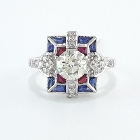 DIA & SAPPHIRE/RUBY 18KW RING - CR1964