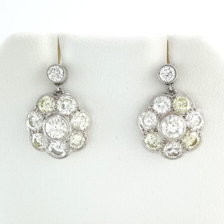 DIA PLAT FLOWER EARRING - E3799