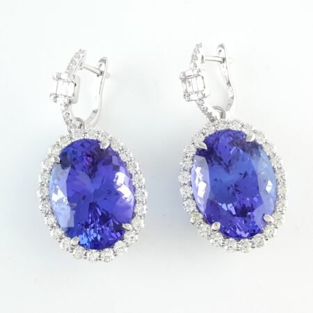 TANZANITE & DIA 18KW EARRINGS - E3875