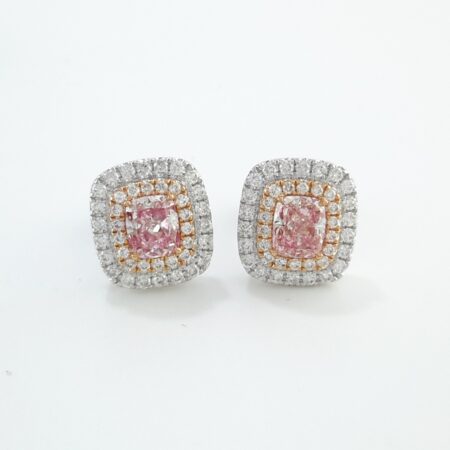 PINK & WHITE DIA 18KW EARRINGS - E4026