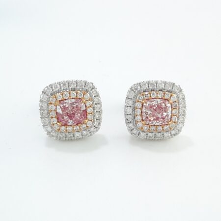 PINK & WHITE DIA 18KW EARRINGS - E4027