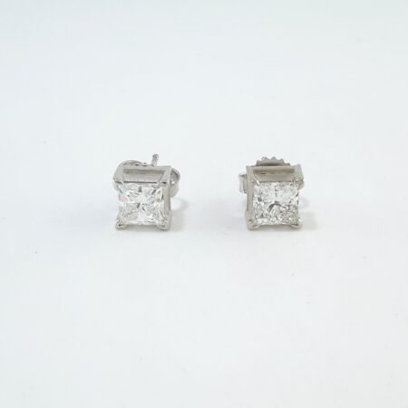1.98CT PRINCESS-CUT DIA STUD EARRINGS - E4032
