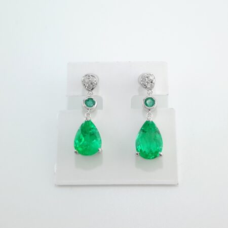 EMERALD & DIA PLAT EARRINGS - E4040