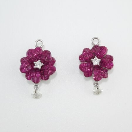 RUBY & DIA 18KW EARRING CHARMS - E4043