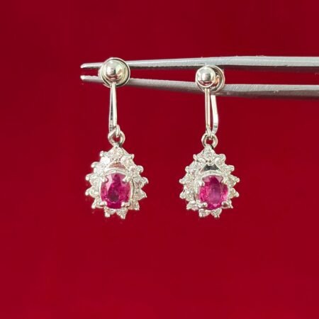 PLATINUM RUBY DIA EARRINGS - E4055