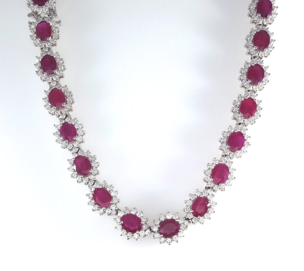 AGL BURMA RUBY & DIAMOND 18KW NECKLACE – N6641 – Johnny B & Co