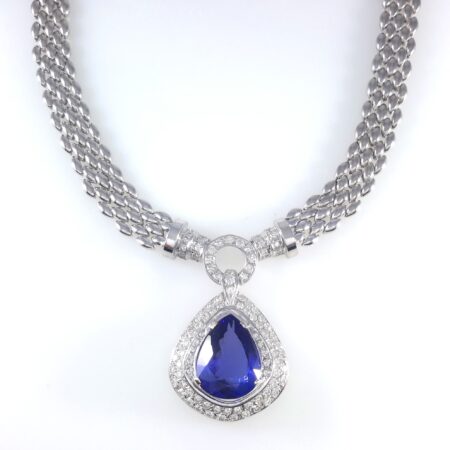 TANZANITE & DIA 18KW NECKLACE - N6718