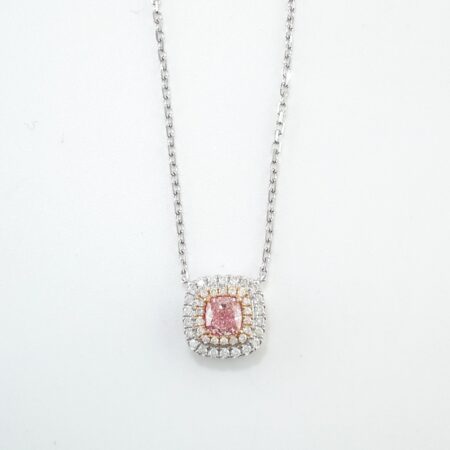 PINK & WHITE DIA 18KW CHAIN NECKLACE - N6786
