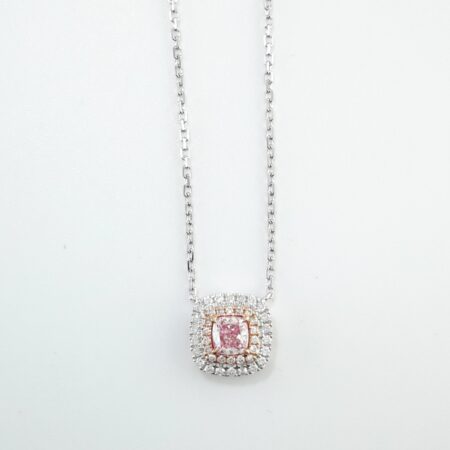 PINK & WHITE DIA 18KW CHAIN NECKLACE - N6787