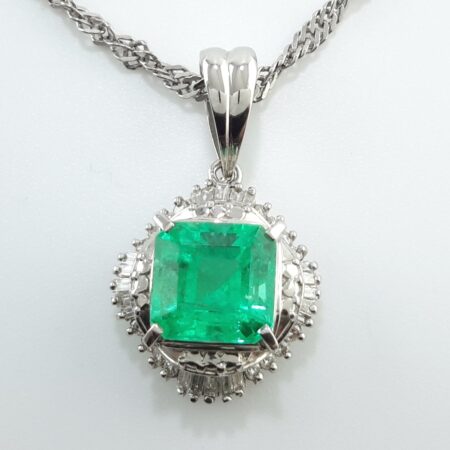 EMERALD & DIA PLAT CHAIN NECKLACE - N6822