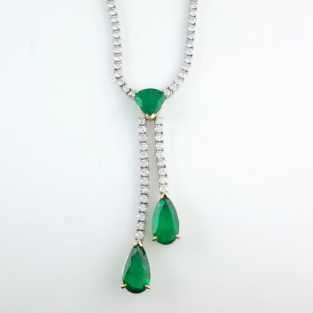 EMERALD & DIA 14KW NECKLACE - N6827