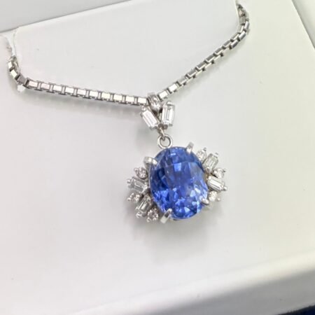 GIA 5.96CT SAPPHIRE & DIA PLAT NECKLACE - N6830