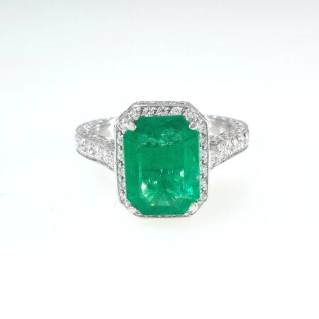 EMERALD & DIA PLAT RING - R10843