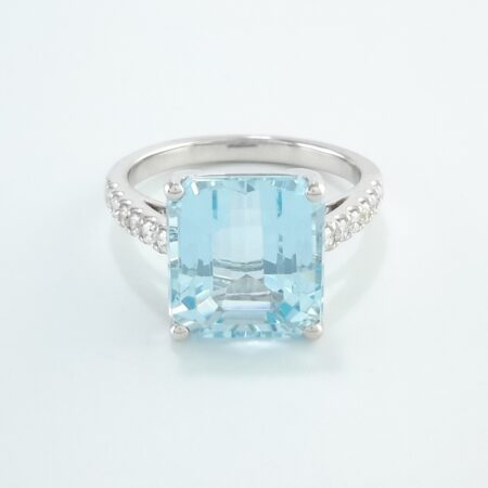 5.63CT AQUA & DIA 18KW RING - R11172