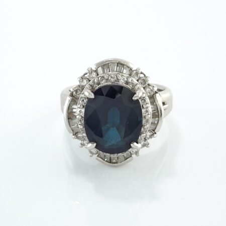 SAPPHIRE & DIA PLAT RING - R11198