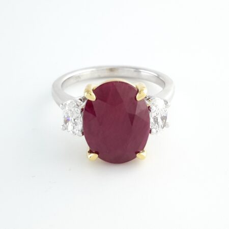 RUBY & DIA 3-STONE RING - R11200