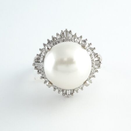 PEARL & DIA PLAT RING - R11205