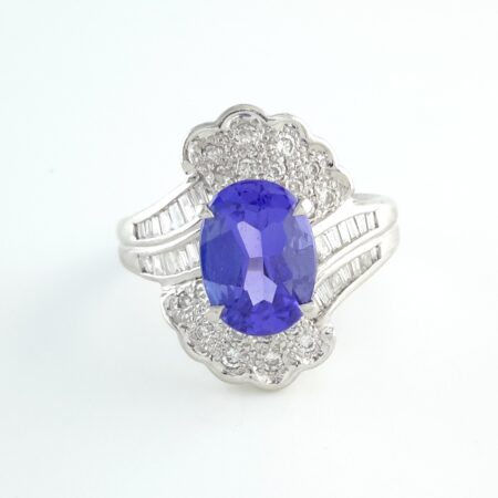 TANZANITE & DIA PLAT RING - R11206