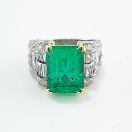 EMERALD & DIA PLAT RING - R11240